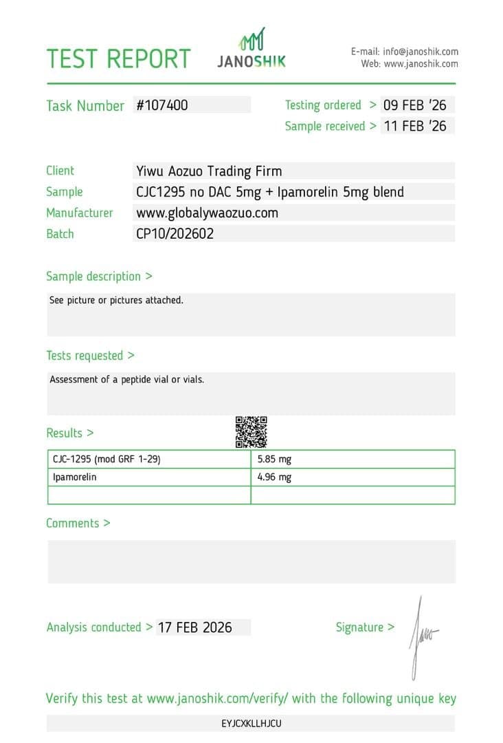 COA for CJC-1295 + Ipamorelin