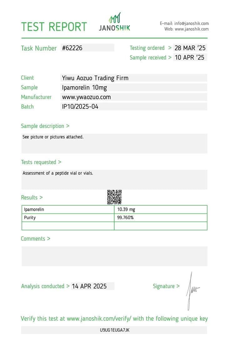 COA for Ipamorelin