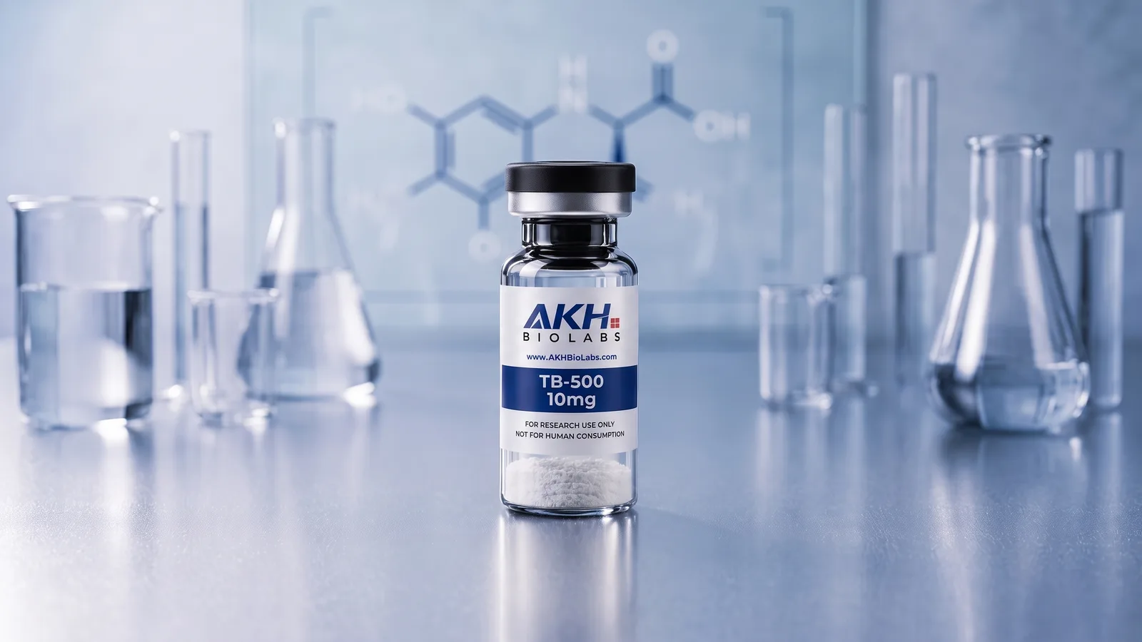TB-500 research vial on a laboratory bench